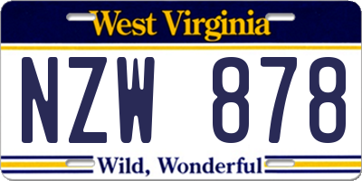 WV license plate NZW878