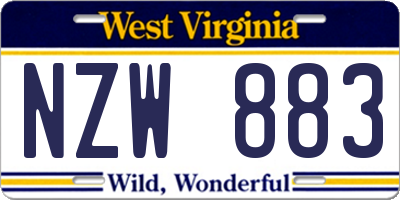 WV license plate NZW883