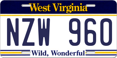 WV license plate NZW960