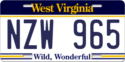 WV license plate NZW965