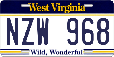 WV license plate NZW968