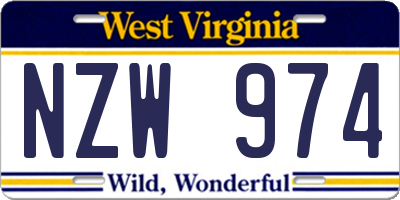 WV license plate NZW974
