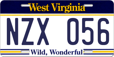 WV license plate NZX056