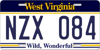WV license plate NZX084