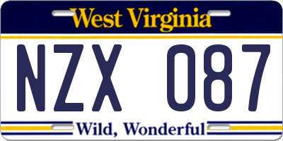 WV license plate NZX087