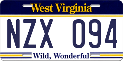 WV license plate NZX094