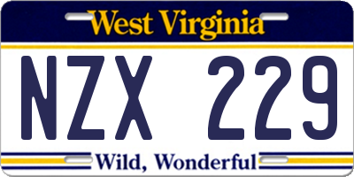 WV license plate NZX229