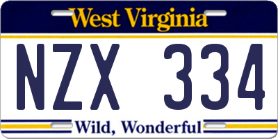 WV license plate NZX334