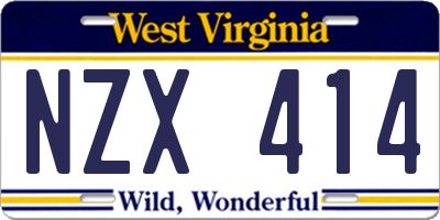 WV license plate NZX414