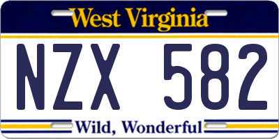 WV license plate NZX582