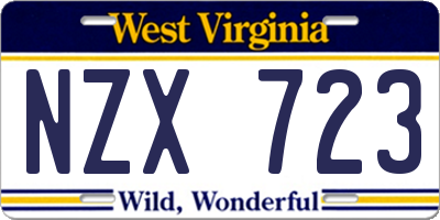 WV license plate NZX723