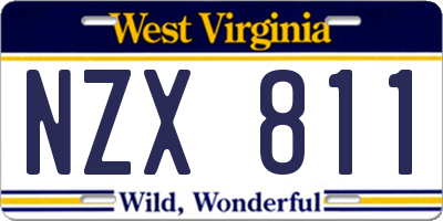 WV license plate NZX811