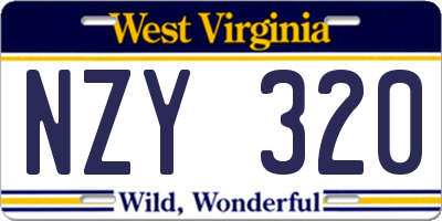 WV license plate NZY320