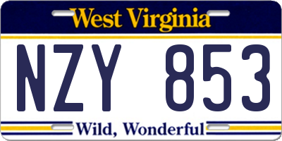 WV license plate NZY853