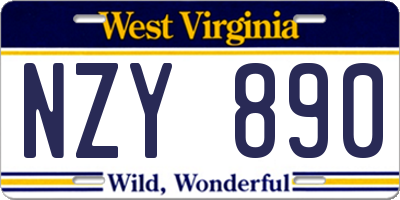 WV license plate NZY890