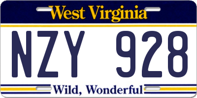 WV license plate NZY928