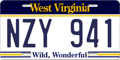 WV license plate NZY941