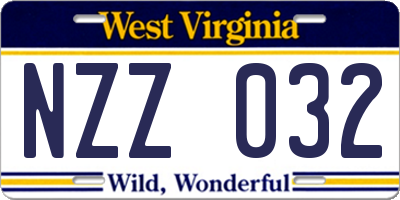 WV license plate NZZ032