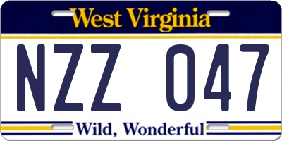 WV license plate NZZ047