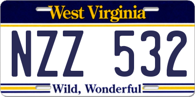 WV license plate NZZ532