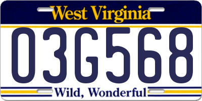 WV license plate O3G568