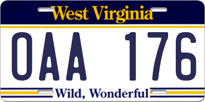 WV license plate OAA176