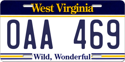 WV license plate OAA469