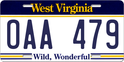 WV license plate OAA479