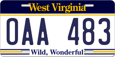 WV license plate OAA483