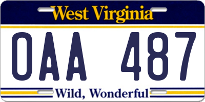 WV license plate OAA487