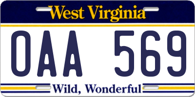 WV license plate OAA569