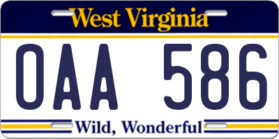 WV license plate OAA586