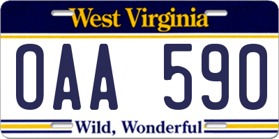 WV license plate OAA590
