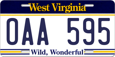 WV license plate OAA595