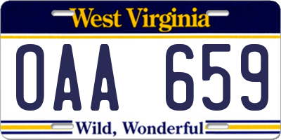 WV license plate OAA659