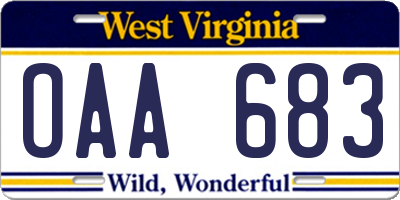 WV license plate OAA683