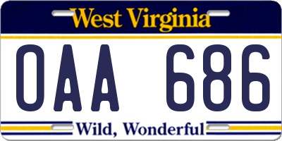 WV license plate OAA686