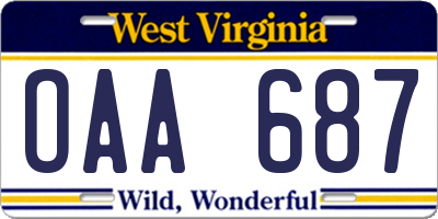 WV license plate OAA687