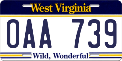 WV license plate OAA739
