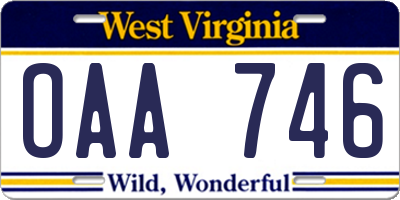 WV license plate OAA746