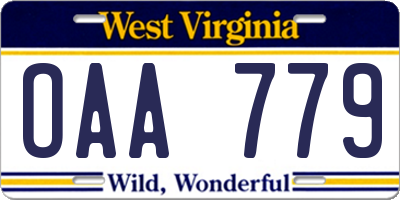 WV license plate OAA779