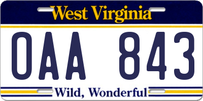 WV license plate OAA843