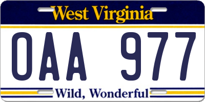 WV license plate OAA977