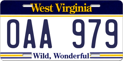WV license plate OAA979