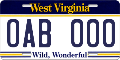 WV license plate OAB000