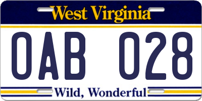 WV license plate OAB028