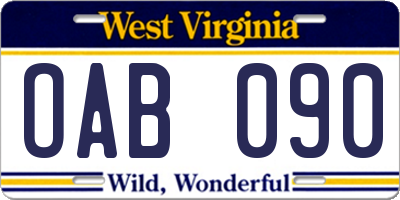 WV license plate OAB090