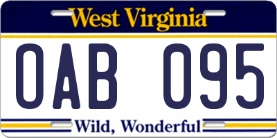 WV license plate OAB095