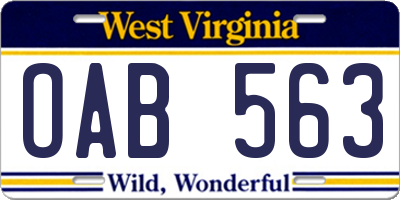WV license plate OAB563