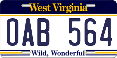 WV license plate OAB564